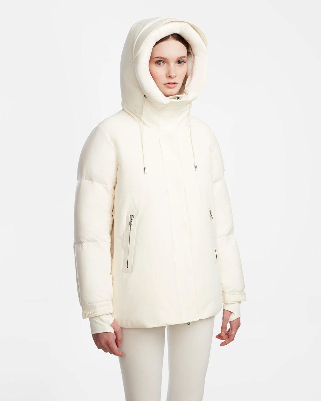 A woman wearing a white Rudsak LOLI - 8124507 Iceland winter parka.