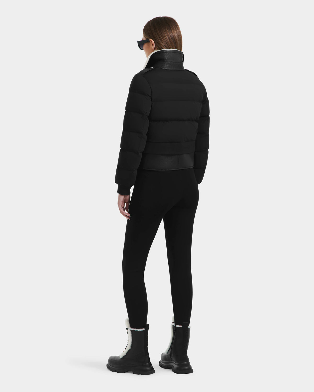A woman in a black Rudsak MALA - 8125628 cropped biker jacket.